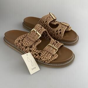 Joie Weaver Sandals Size 9.5M Slides Brown Woven Buckle